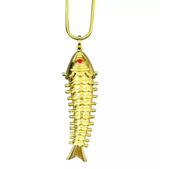 HOOUN 18K Gold Plated Moving Fish Pendant Necklace Jewelry with Chain Gift Fashion