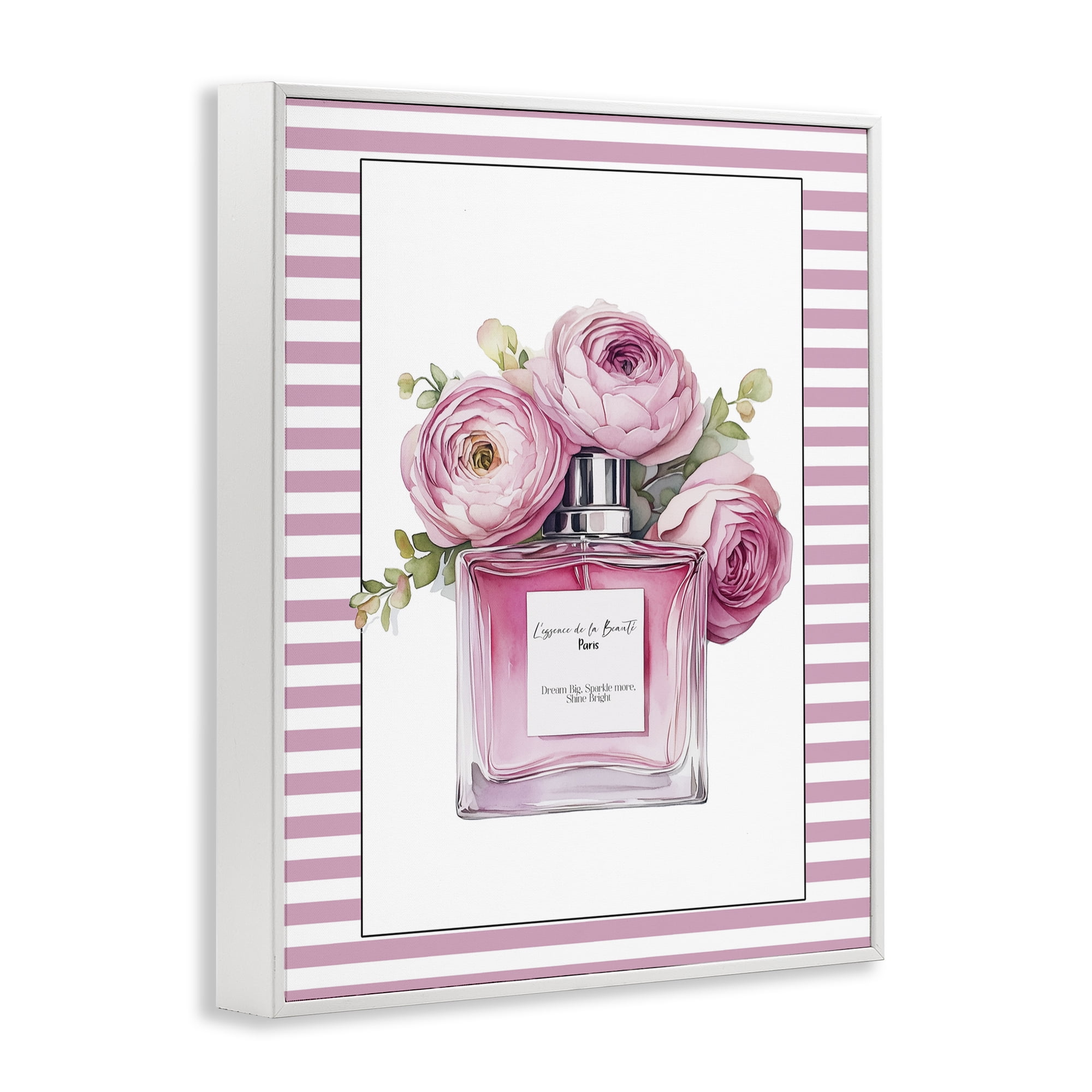 Rosy Pink Perfume Bouquet White Framed Giclee Art, design by Christine Simpson Art