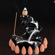 2-style Backflow Incense Burner Holder Handmade Black Porcelain Ceramic Glaze Feng Shui Buddhist Censer   10 Free Cones Home Decor