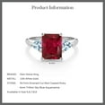 thumbnail image 4 of Gem Stone King 10K White Gold Red Created Ruby and Sky Blue Aquamarine 3 Stone Engagement Ring for Women (3.21 Cttw, Emerald Cut 9X7MM, Gemstone July Birthstone, Size 7.5), 4 of 4