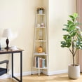 thumbnail image 7 of 5-Tier Corner Shelf, Rustic Ladder Bookshelf with Metal Frame for Living Room, Kitchen, Office, Small Space Storage Display Stand, White, 7 of 7