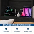 thumbnail image 4 of Full Bed Frame with Storage Headboard, Wooden Bed Frame with Charging Station, Storage Bookcase & Full Size Platform Bed with 4 Drawers, No Box Spring Needed, Noise-Free, Vintage Black, 4 of 9