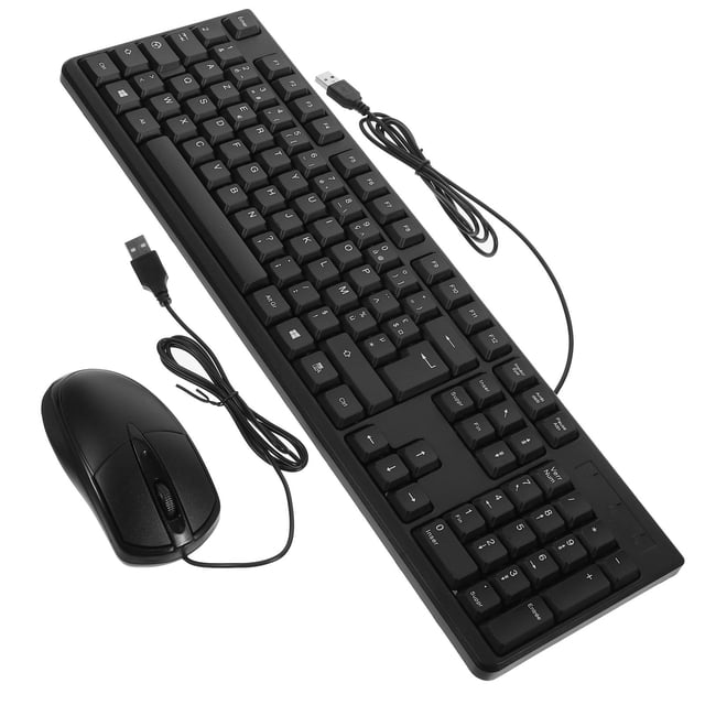 WEUVEB Modern Wired Keyboard Mouse Set Comfortable Keyboard Number Pad Computer Accessory