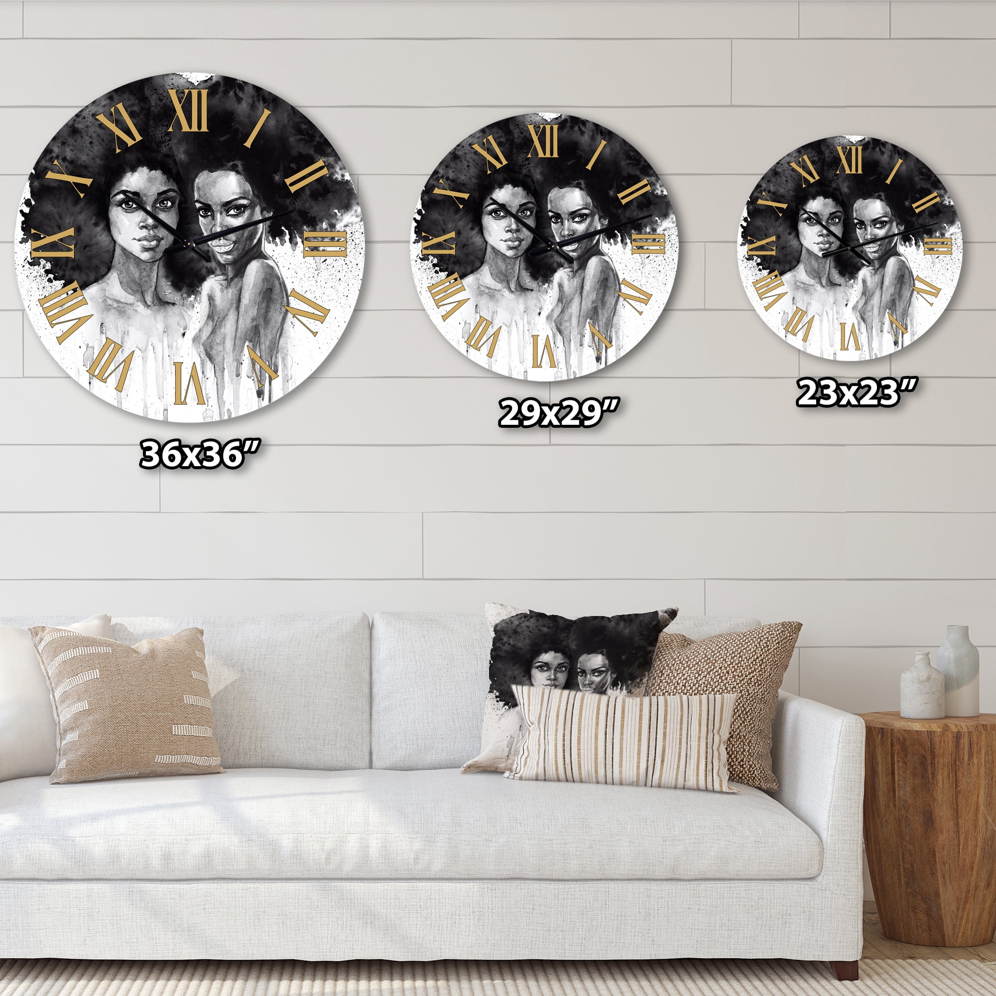 Designart 'Portrait Of African American Woman Xi' Modern Wall Clock