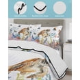 thumbnail image 4 of Quilts Twin-XL Size Bedding Set, Brown Turtle Coastal Lightweight Quilted Comforter, Summer Beach Coral Seahorse Botanical Soft Bedspread Coverlet with Pillow Covers for All Season, 68" x 98", 4 of 7