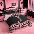 thumbnail image 2 of meiyoeat Girly Leopard Bowknot 7-Piece Twin Bedding Sets For Bow Lover,Pink Cheetah Print Monogrammed J Theme Bedding Comforter Set For Kids,pink Reversible, 2 of 7