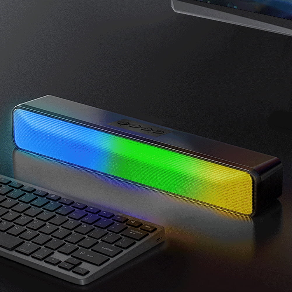 golytefs Rgb Wireless Speaker Bluetooth-compatible 3D Stereo Sound Bar Usb Powered Portable Mini Loudspeakers with Subwoofer Double Speaker High Volume for Pc Laptop