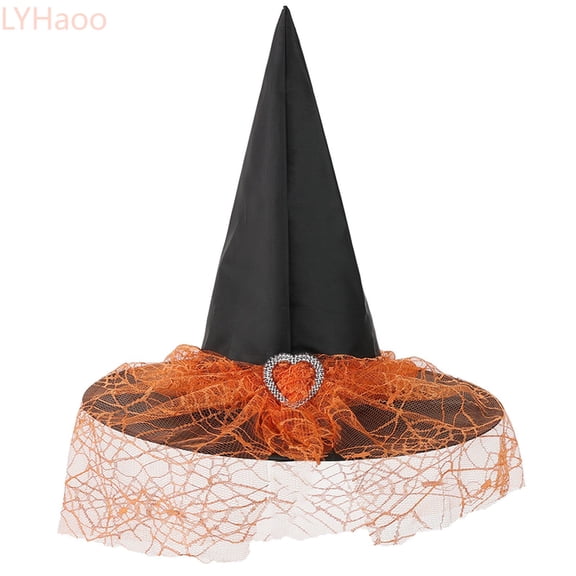 LYHaoo Toddler Kids Witch Hat Lace Headdress Hat Halloween Witch Hats for Costume Party Dress Up