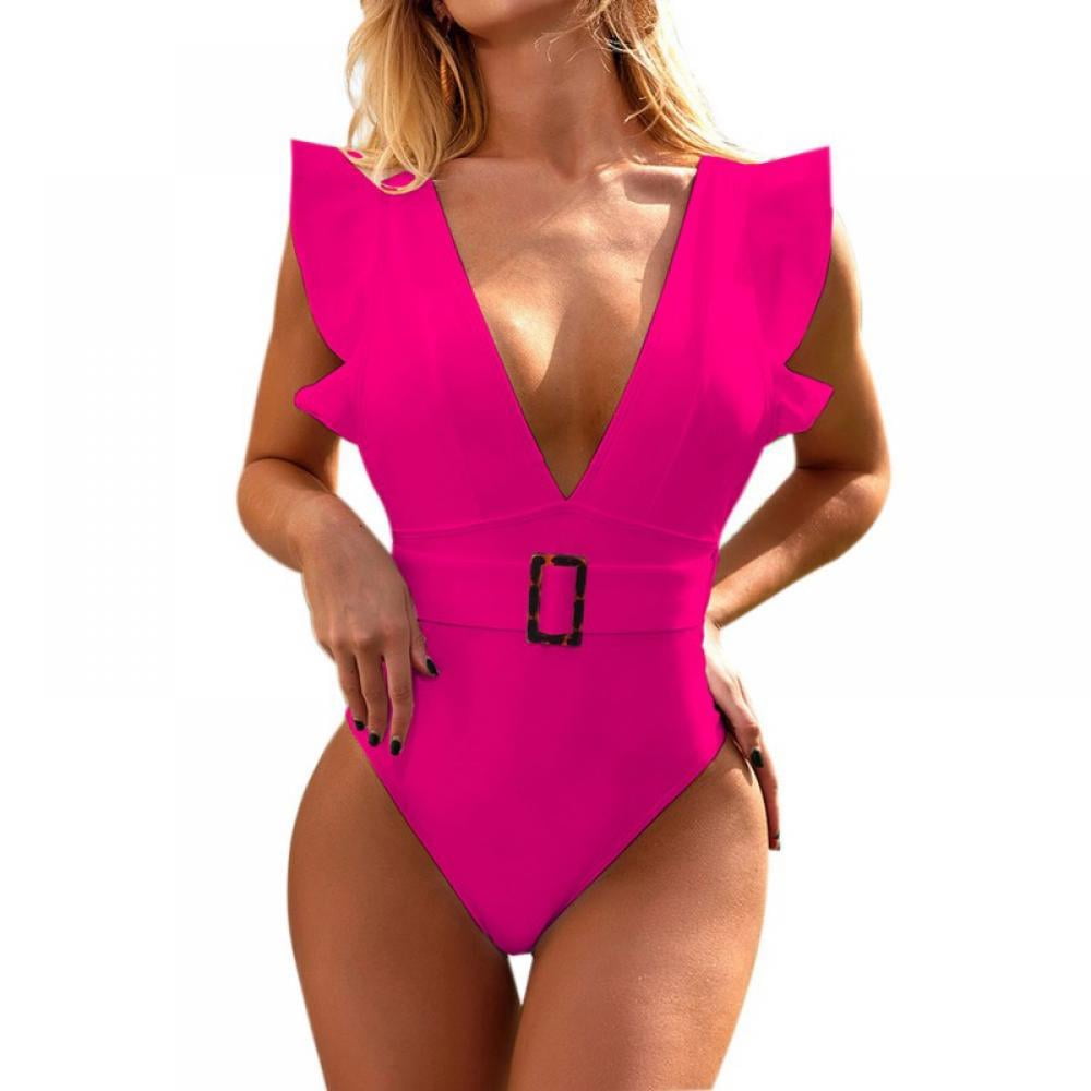 Linen Purity women's Sexy Onepiece Swimwear With Deep Vcollar with