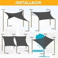 thumbnail image 5 of Shade&Beyond 10'x13' Rectangular Sun Shade Sail, HDPE 95% UV Block Breathable Windproof Cover with D-Rings for Patio, Garden, Pool, Dark Gray, 5 of 6