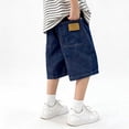 thumbnail image 4 of FRSASU Summer Boys Casual Denim Shorts Fashion Solid Color Thin Loose Baggy Jeans Relaxed Fit with Multi-Pocket Streetwear Blue, 4 of 7