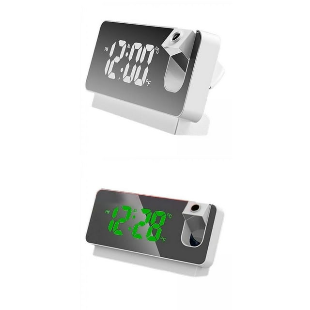 Reloj Despertador con Proyector LED de 2 Piezas Pantalla de Temperatura Giratoria de 180 degree