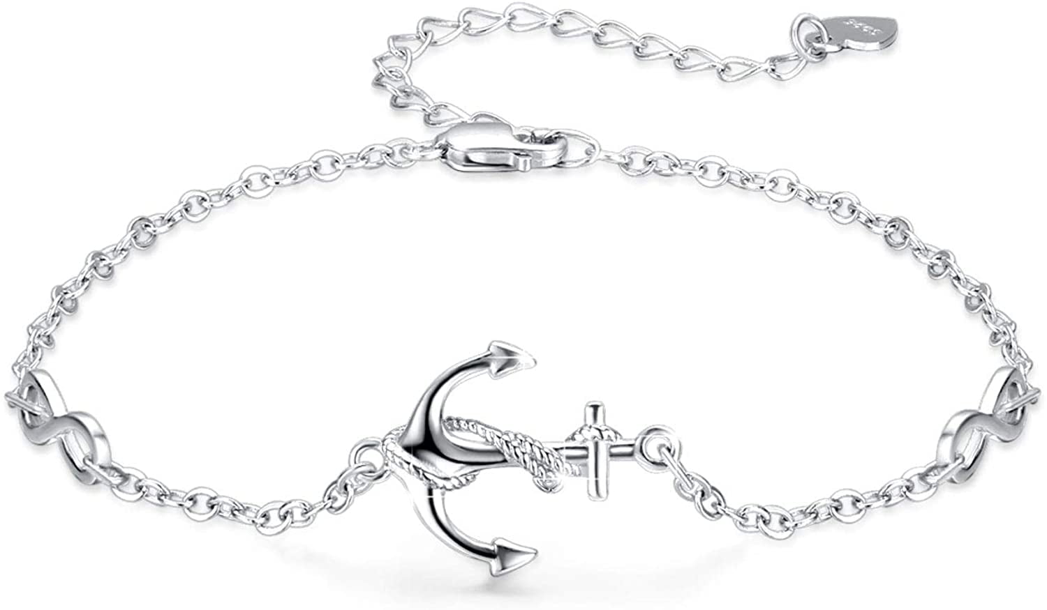Womens Leather Bracelet with Silver  CZ Anchor  Atolyestone