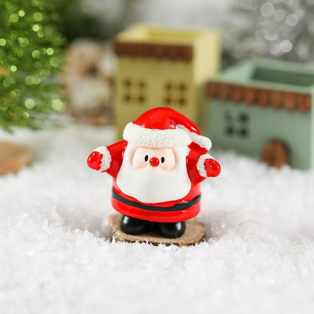 Mini Figuras Navideñas: Papá Noel, Muñeco de Nieve y Alces, Decoraciones de Resina | Multicolor | 3 X 3 X 2,5 Cm | 15 G | para Árboles, Jardines, Bolas de Nieve y Fiestas