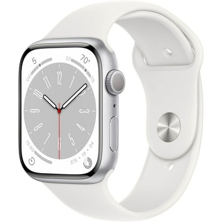 Pre-Owned Apple Watch Series 8 - 45mm - Silver Aluminum Case - White Sport Band - GPS - Refurbished - Good
