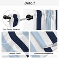 thumbnail image 5 of Navy Blue Aqua Striped Kitchen Curtains, Farmhouse Stripe Art Light Filtering Window Curtain Panels, 2Pcs Rod Pocket Window Treatments Set for Living Room Bathroom Bedroom 42x63 Inches, 5 of 9
