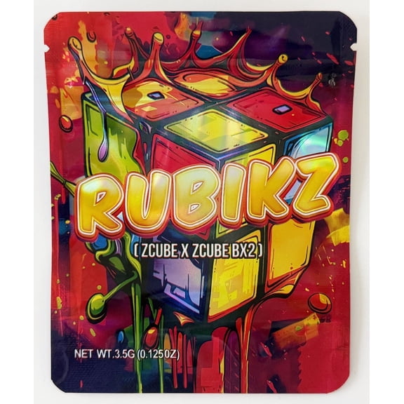 Rubikz ZCube x ZCube BX2 Mylar Bags 50-Pack 3.5g, Resealable Melting Cube Candy Packaging