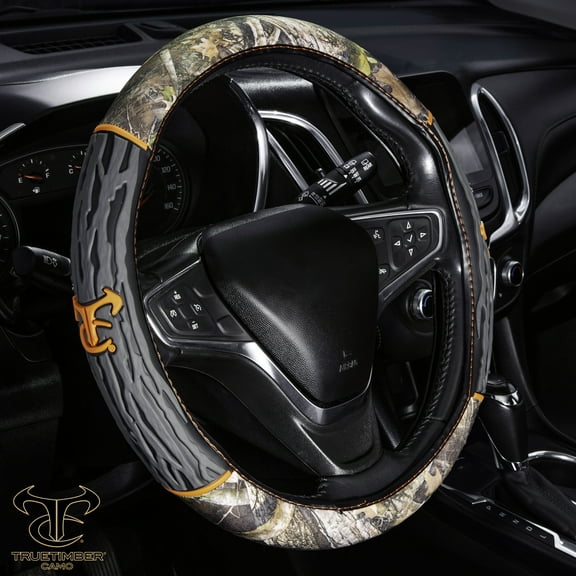 TrueTimber Steering Wheel Cover, Kanati Camo with Orange Accent