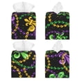 thumbnail image 2 of Balery Mardi Gras6 Porta Pañuelos de Cuero con Estampado – Funda Moderna Cuadrada para Caja de Pañuelos, Dispensador 5x5x5'', 2 of 7