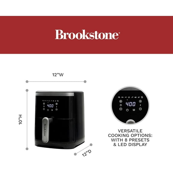 Air Fryer – 4.5 Qt, 1300W Large Capacity Fryer with LED Display, 8 Presets, Adjustable Temp, Oil-Free Kitchen Appliance for Baking, Roasting, Frying, Healthy Crispy Meals, Black