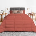 thumbnail image 2 of 1 Piece Luxury Long Box Pattern Comforter By D.N.G. BEDDINGS Premium Super Soft, All Season, 800 Thread Count, 100% Egyptian Cotton, Oversized Super King Size Brick Red Color, 2 of 5
