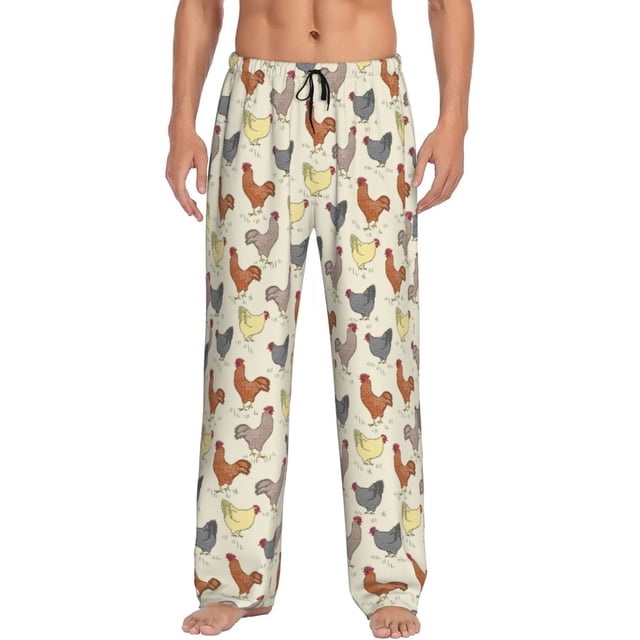 Fotbe Funny Chicken Pantalones de Pijama para Hombre, Pantalones de Dormir, Pantalones de Casa con Cintura Ajustable y Bolsillos-XX-Large