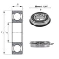 thumbnail image 4 of Rodamientos de bolas de ranura profunda 6003NR2RS Unique Bargains 17x35x10mm P5 con doble sello de goma lubricado 1 Pc Carro Scooter Patineta Rueda Universal Tonos plateados y negros, 4 of 6