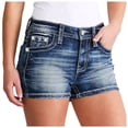thumbnail image 2 of Conairie Women Blue Jean Shorts Slim Elastic High Waisted Denim Shorts Vintage Washed Summer Trousers with Pockets L, 2 of 9