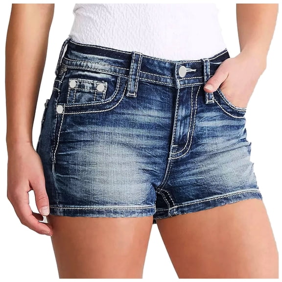 Gbsyewxs Women Shorts High Waist Solid Color Casual Summer Mini Denim Shorts For Women Blue