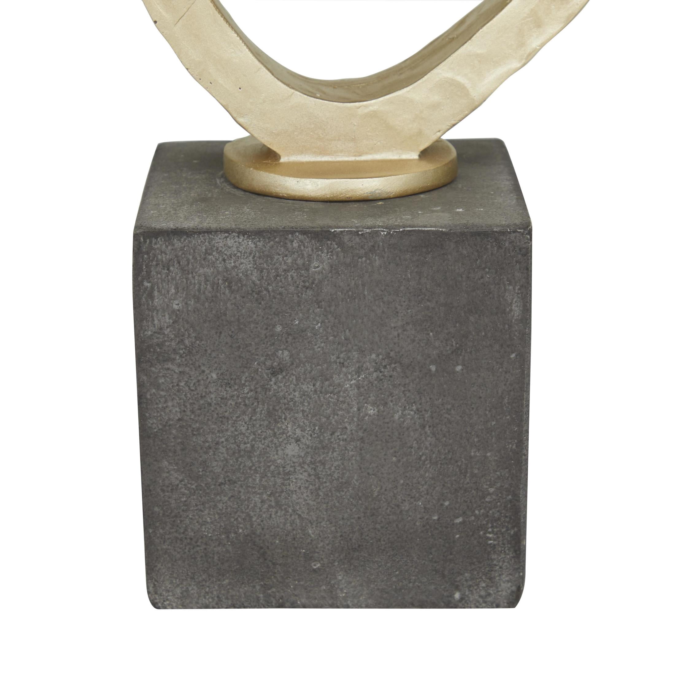 11" x 17" Gold Polystone Link Abstract Sculpture with Black Base, by DecMode