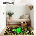 thumbnail image 3 of ODIKA 3'x5' Machine Washable Non-Slip Area Rug, Frog Prince Character Wearing a Tiny Surrounded by Abstract Swirls High Traffic Rug with Pad, Green, 725903, 3 of 8