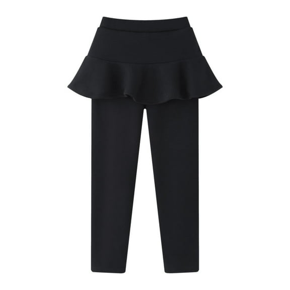 Monfince Skirted Leggings for Girls, Kids Pants with Skirt Black 110cm/3.6ft