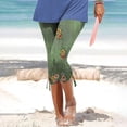 thumbnail image 5 of QUYUON Women Elastic Waist Capris Pants Womens Capris and Cropped Pants Drawstring Floral Printed High Waisted Yoga Capris Leggings Skinny Beach Cropped Pants Sweatpants Style P-477 Army Green_33 S, 5 of 5