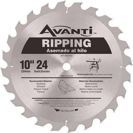 UPC: 0008925083948 | Avanti 10 In. 24-Tooth Ripping Circular Saw Blade A1024X