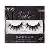 KISS Lash Couture Matte Black Faux Mink Collection, False Eyelashes 1-Pack, Soft Real Mink Texture & Matte Finish, High Impact Color, 3D Volume, Knot-Free Lash Band, Reusable, Matte Sheer, 1 Pair