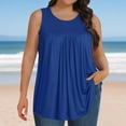 thumbnail image 2 of Plus Size Tank Tops for Women Solid Color Sleeveless Crew Neck Plication T Shirts Summer Tops Casual Tees Loose Fit Shirts Solid color Wrinkle Blouse, 2 of 7