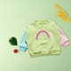 thumbnail image 4 of Gibobby Sudaderas para niños Algodón Cálido Cuello redondo Color Empalme Manga larga Sudaderas para niñas(Verde, 12-18 Meses), 4 of 5
