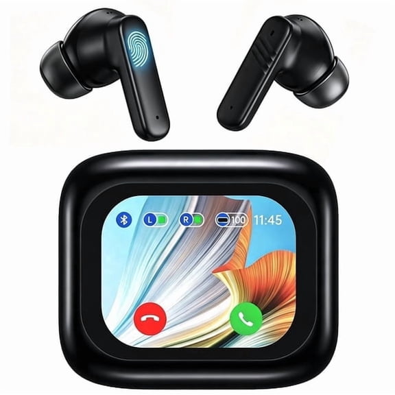 Wireless Bluetooth 5.4 Earbuds with Touch Screen, ANC ENC Noise Cancelling earphones, 60H Playtime, IPX7 Waterproof Clear Calls, Secure Fit for Running Gym