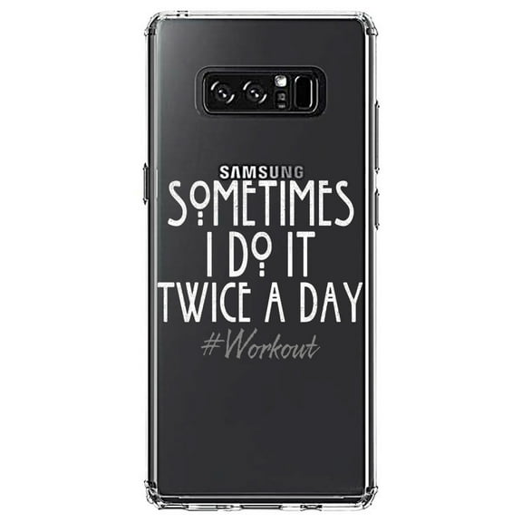 DistinctInk Clear Shockproof Hybrid Case for Samsung Galaxy Note 8 - TPU Bumper Acrylic Back Tempered Glass Screen Protector - Sometimes I Do It Twice A Day #workout