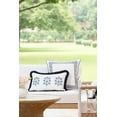 thumbnail image 2 of Hofdeco Premium Coastal Patio Indoor Outdoor Lumbar Pillow Cover Only, 12"x20" Water Repellent for Backyard, Couch, Navy Blue Embroidered Floral with Fringe, 2 of 6