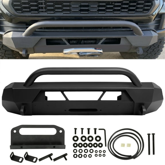 KOJEM Front Winch Bumper Guard Fit for 2016-2021 Toyota Tacoma 4x4 Offroad Front Bumper Bull Bar 2017 2018 2019 2020