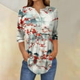 thumbnail image 2 of Yuanlook 3/4 Length Sleeve Tops for Women Crewneck Casual Tunic Tops Loose Fit Shirts Blouses - Red - S, 2 of 5