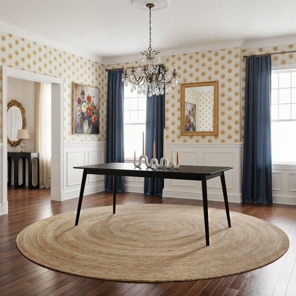 Mid-Century Modern Rectangular Dining Table (72in / 1830mm), Black