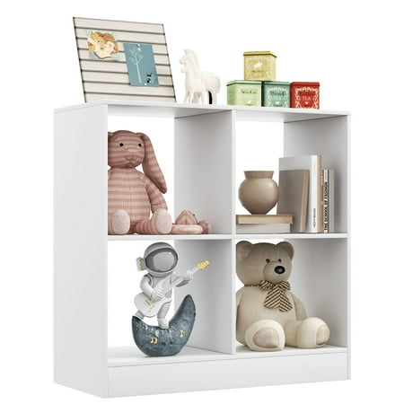 UPC: 6554710038302 | Costway Kids Toy Storage Organizer 4-Cube Wooden Display Bookcase with Anti-toppling Device