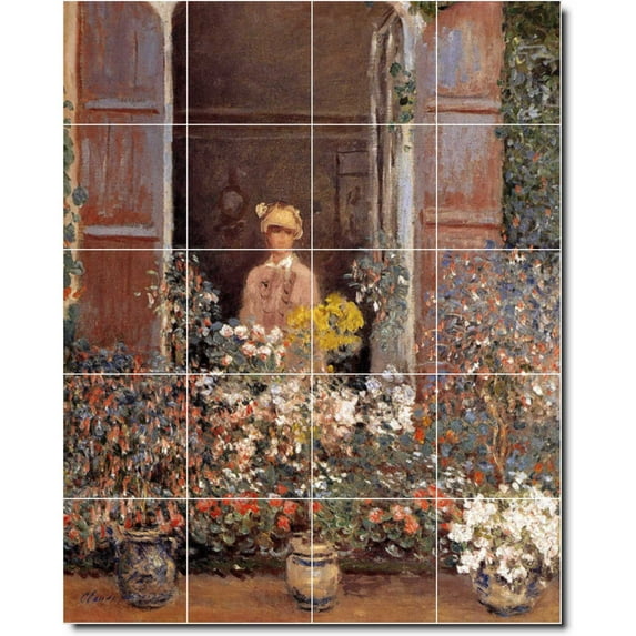 Ceramic Tile Mural-Claude Monet Garden 24. 32" w x 40" h using (20) 8 x 8 ceramic tiles