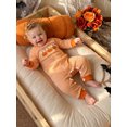 thumbnail image 6 of RUINIXCW Newborn Baby Girl Boy Halloween Outfit Infant Baby Girls Boys Fall Winter Clothes Waffled Striped Romper Pumpkin Ghost Cat Embroidery Long Sleeve Jumpsuit, 6 of 9
