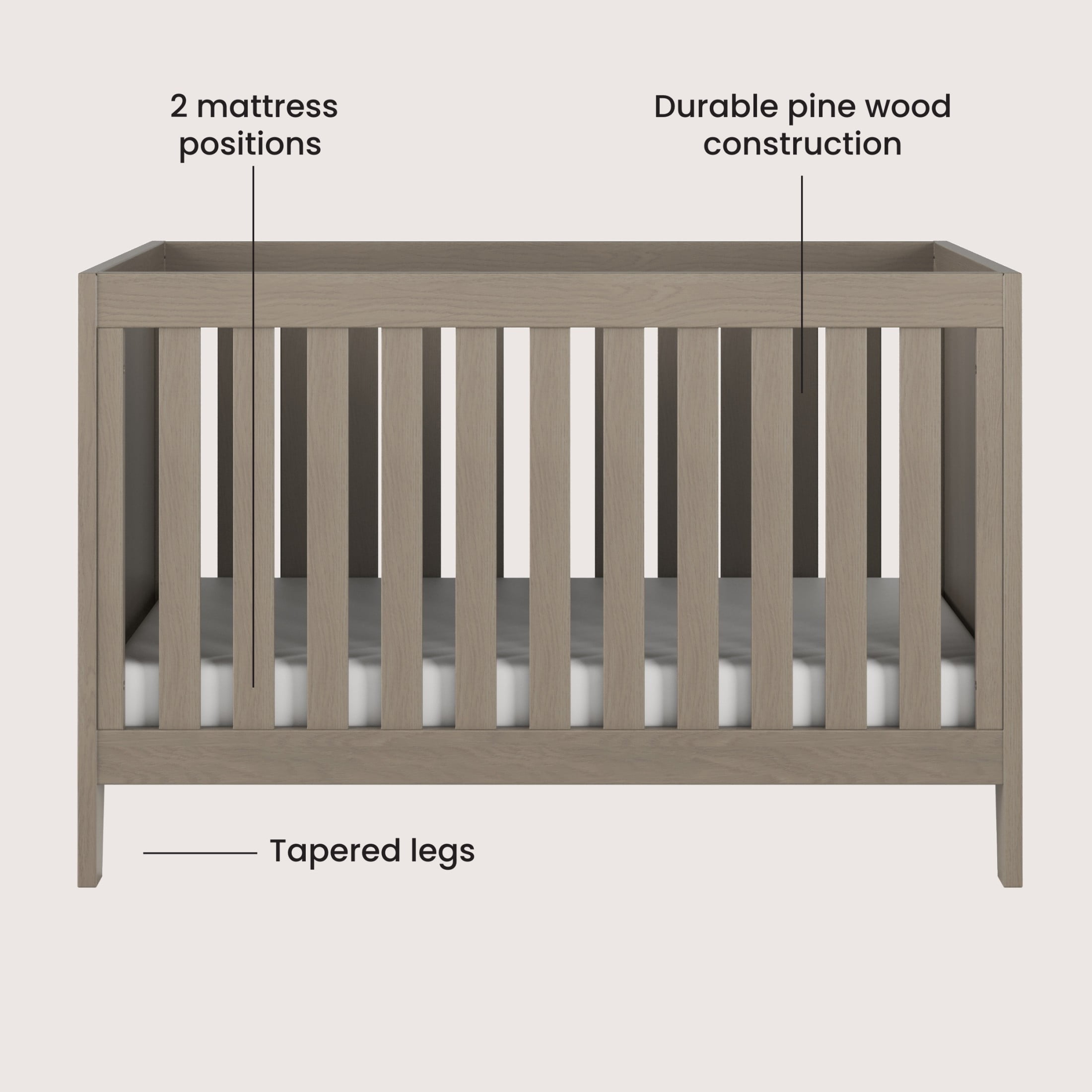 Child Craft Kieran Crib and Dresser Nursery Set, 3-in-1 Convertible Crib with 6-Drawer Dresser, Crescent Gray, 2-Piece