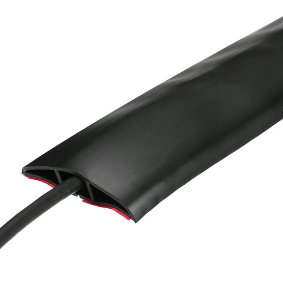 Floor Cord Cover 4ft, Extension Cord Hider for Floor Cable Management 0.47" W x 0.24" H, Black