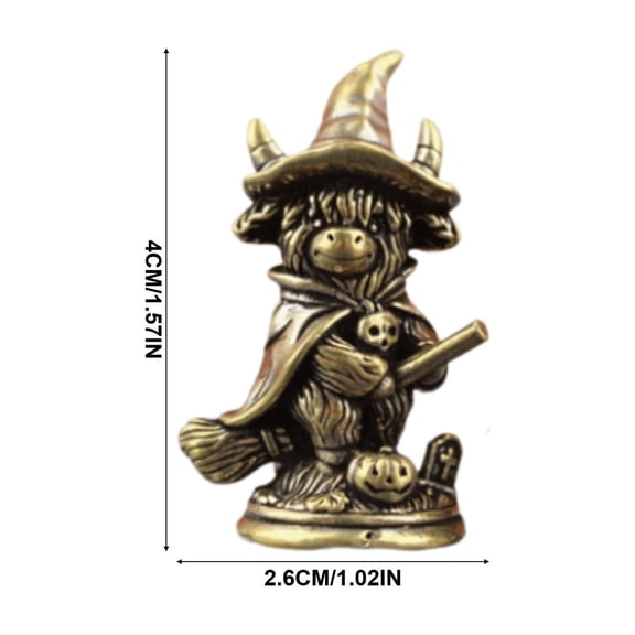 Fall Thanksgiving Halloween Decoration for Home Indoor Outdoor Clearance Under $15.00! Cow Witch Figurine Mini Wizard Cow Statue With Halloween Desktop Decor Ornament For Shelf Table Display