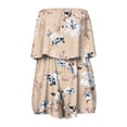 thumbnail image 3 of Women's Strapless Tube Rompers Boho Floral Vacation Jumpsuit Shorts Casual Beach Outfit (A6-Beige XL), 3 of 4